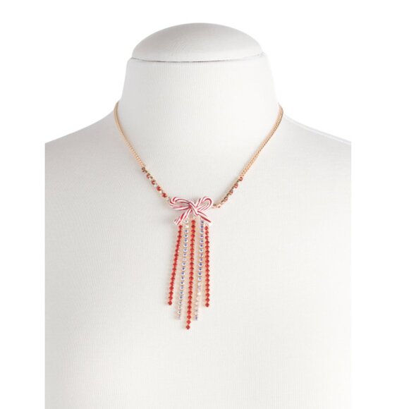 BETSEY JOHNSON Red Candy Cane Bow Necklace - Picture 2 of 2